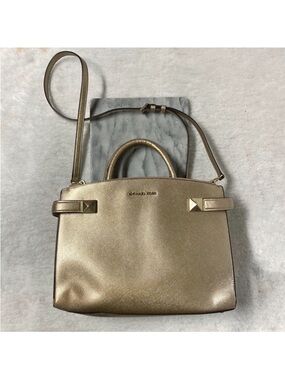 Michael Kors Karla East West Satchel Handbag Metallic Gold Crossbody